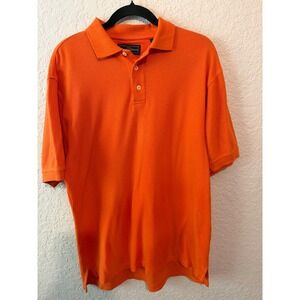 Chase Edward Orange Cotton Pique Polo Shirt Size M Preppy Golf Classic Vibrant